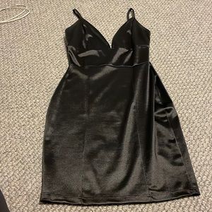 black pleather dress